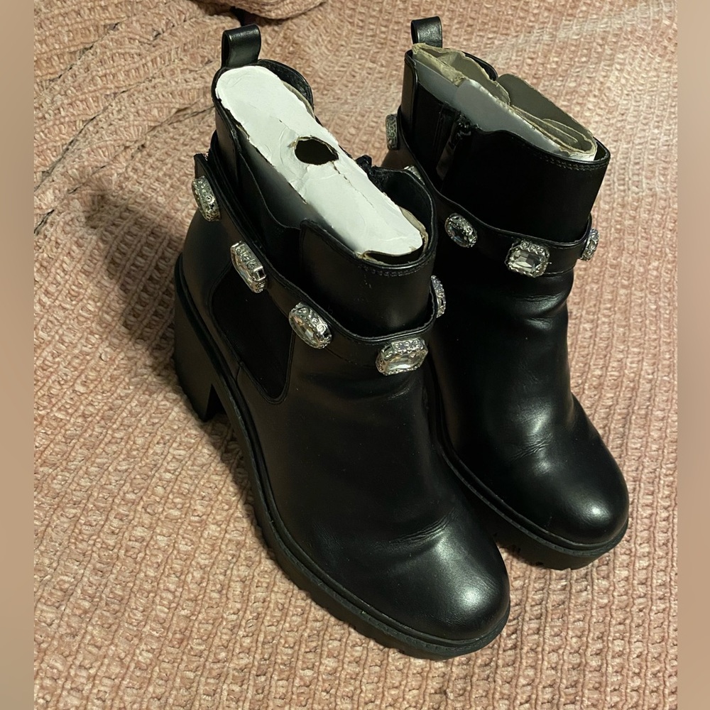 Torrid Black Ankle Boots with Crystal Belt - Picture 3 of 9